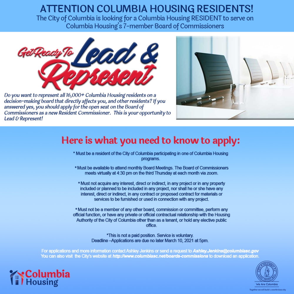 City of Columbia taking applications for CH Resident Commissioner