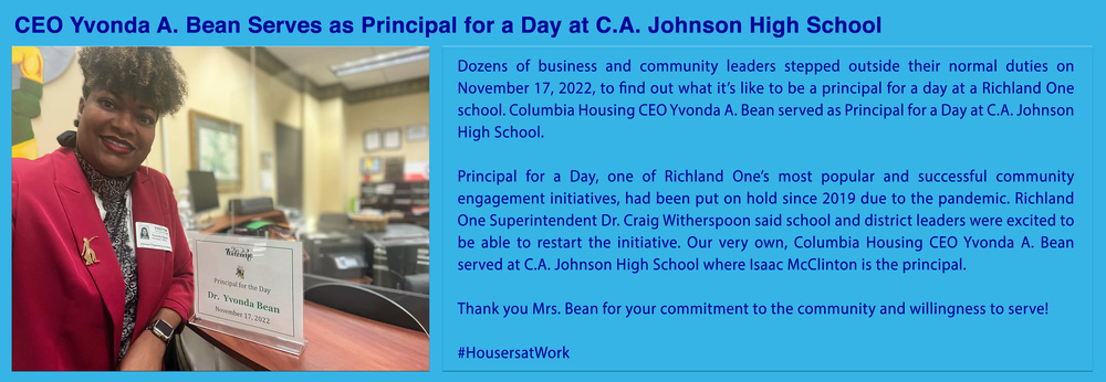 CH CEO Yvonda A. Bean participates in RCSD1 Principal for a Day program