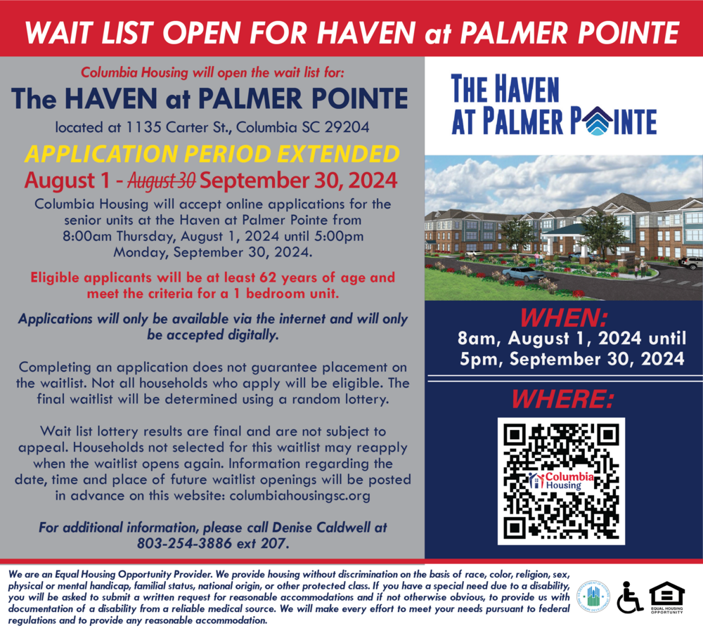 Application Period extended for Haven at Palmer Pointe